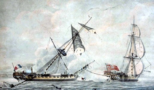 HMS Blanch towing la Pique, 1798